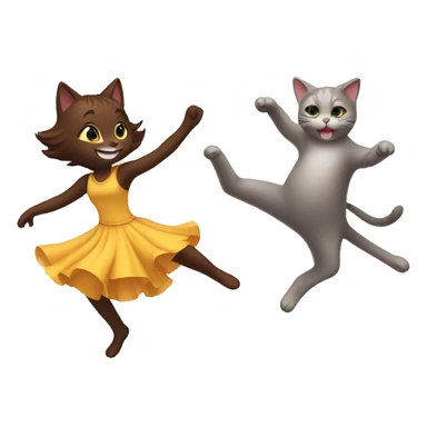 Dancing cat and girl sticker