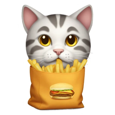 Sad gamer cat thats putting fries in a bag sticker