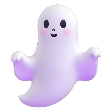 cute ghost, simple and friendly, floating, white, minimal background sticker