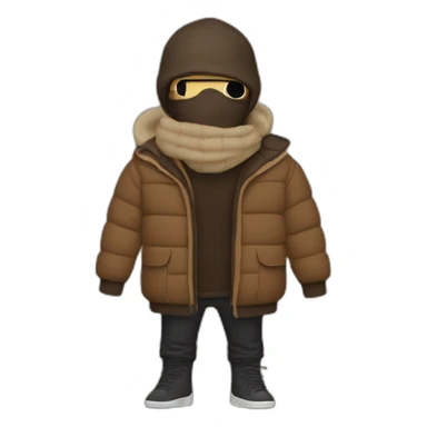 guy with a tan bear balaclava with and  brown puffer jacket  sticker