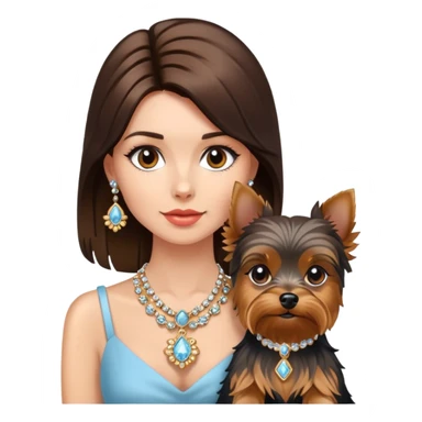 Сделай девушку брюнетку которая любит деньги и у нее есть собака Йорк  sticker