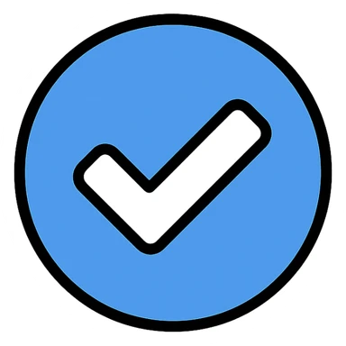 facebook verified badge, blue checkmark in a circle, clean and simple icon style sticker
