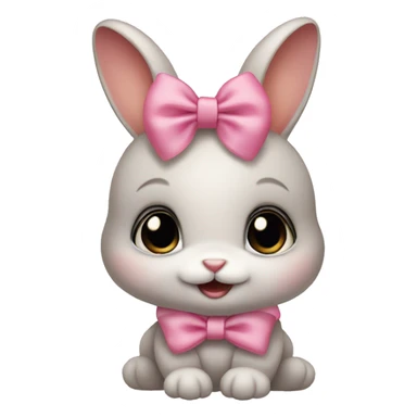 Baby bunny with coquette bow on ear sticker