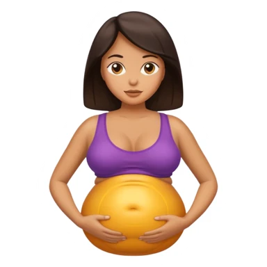 tan woman with inflated oiled belly sticker