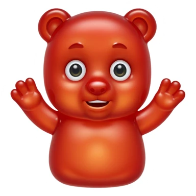 red gummy bear with eyes and long hair only head sticker