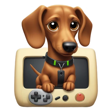 Weenie dog playing video games sticker