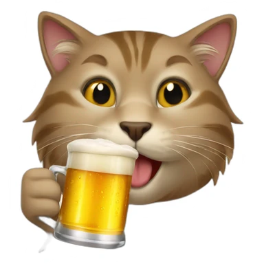 Cat drink beer sticker