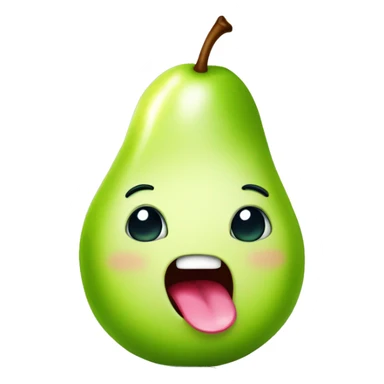 Shiny Green Cute pear with tongue sticker