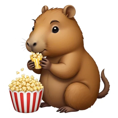 A capybara eating popcorn sticker