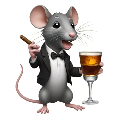 A rat, smoking a cigar and drinking a glass of bourbon sticker