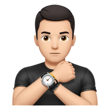 man wearing a black strap watch portrait, head and shoulders only, black leather strap wristwatch visible, casual outfit, confident expression, modern style, 3D cartoon, mobile game icon style, clean background, no text, no watermark
 sticker