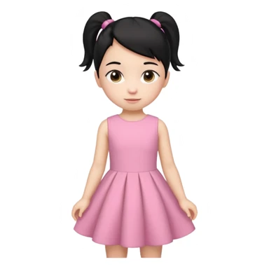 una chica pequeña con una cola color negro  de 4 años sticker