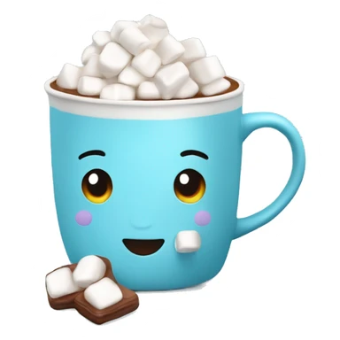 hot cocoa with marshmallows in light blue mug isolated sticker