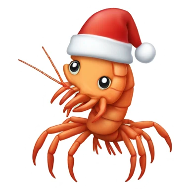 Shrimp with a Christmas hat sticker