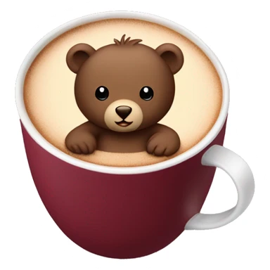 Baby bear inside of a cup of hot cocoa. Burgundy colored cup. The bear fits perfectly￼ in the cup. sticker