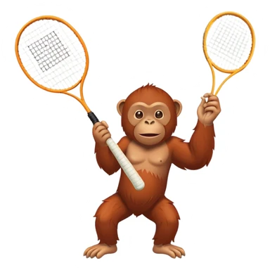 orangutan swinging a badminton racket sticker