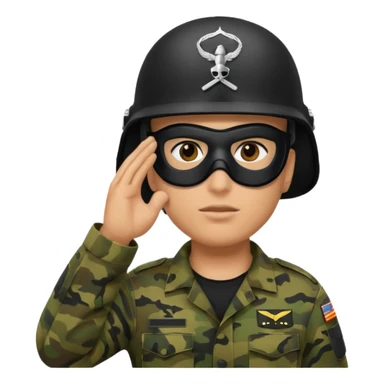 Soldier saluting with helmet + black mask sticker