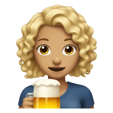 curly blonde mid tanned girl drinking beer sticker