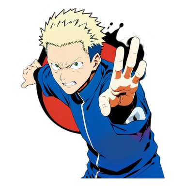 Gojo satoru from jujutsu Kaisen using his right hand to make “eternal domain” sticker