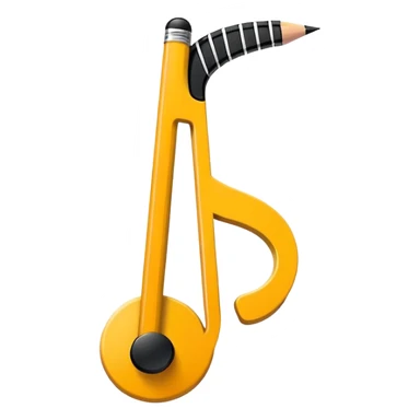 Minimalistic flat vector icon, iOS style, thin black contour on white background. Musical note with a pencil crossing it. Clean, no text, no shadows sticker