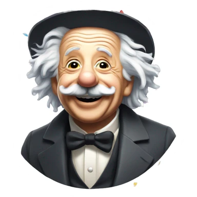 happy albert einstein with party hat and confetti popper sticker