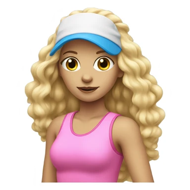 Tennis blonde girl in pink with long hair and blue aye  sticker