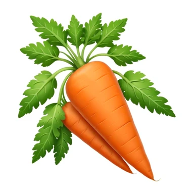cute emoji-style carrot seed pack, rectangular seed package, orange carrot illustration, green leaves, cartoonish, white background, minimal, smooth edges, soft shadow sticker