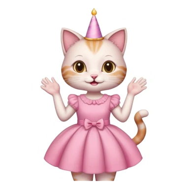 happy girl cat wearing a birthday dress sticker