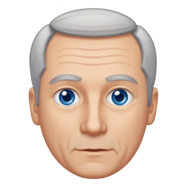 Middle aged man with receding grey hair and no beard, blue eyes sticker