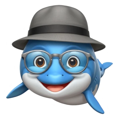 dolphin wearing glasses and a hat sticker