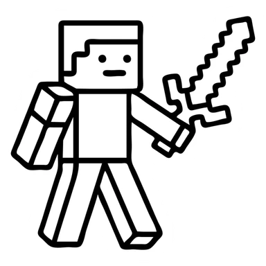 Minecraft character holding a sword sticker