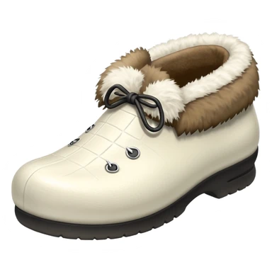 white crocks with fur lining in white color sticker