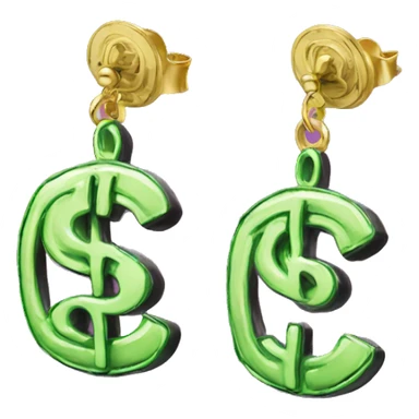 $ dollar  symbol earings sticker