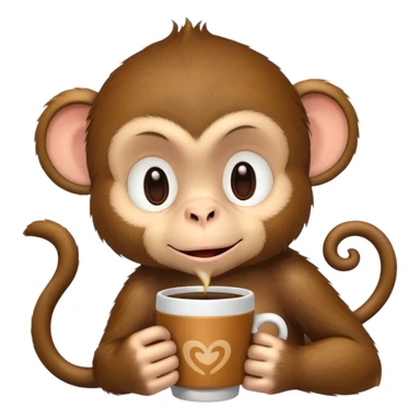 Cute sleepy Monkey with a coffee sticker