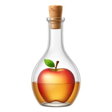 tall slender glass bottle with long neck and simple cork or screw cap, clear or frosted glass, transparent colorless liquid inside, elegant curved silhouette, no label or extras, apple emoji style, soft lighting, subtle shadows, transparent background, emoji scale sticker