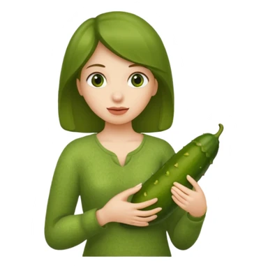 Naked woman holding pickle to chest sticker