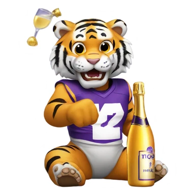 LSU Mike the Tiger popping champagne bottle sticker