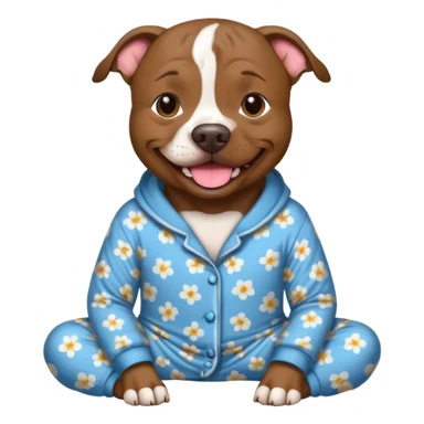 a brindle pit bull wearing comfy pajamas sticker