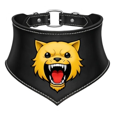 Leather collar engraved with screaming mouth sigil, dominance aesthetic sticker