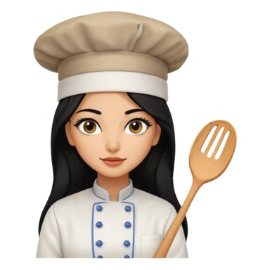 Create a persian girl, black hair, Middle Eastern with lashes  chef🧑‍🍳 emoji, barbie vibes tan skin black long hair with long lashes BADDIE VIBES long black hair and tanned skin  sticker