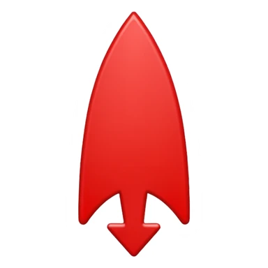 A simple bold red downward pointer with clean edges, solid fill, and a modern emoji-like style, pointing straight down. sticker