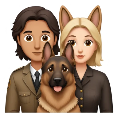 Human Husband and wife with their 1 sable German shepherd  sticker