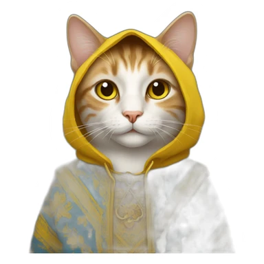 cat with ukrainian clothes sticker