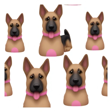 Blonde black and brown German shepherd with silly face and puppy dog eyes wearing pink sweater sticker