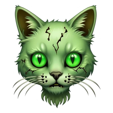 zombie cat with decaying fur, glowing eyes, and exposed bones sticker