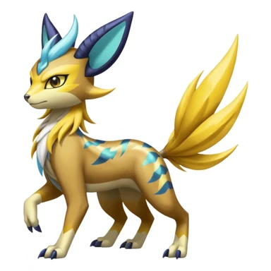 Feral Scaly Striking Slaying Badass Evil Handsome Lightning-patterned Zig-zagged buzzy fuzzy Meloetta-Renamon-Luxray-Cobalion-Suicune-Vernid-fusion-hybrid-creature, full body  sticker