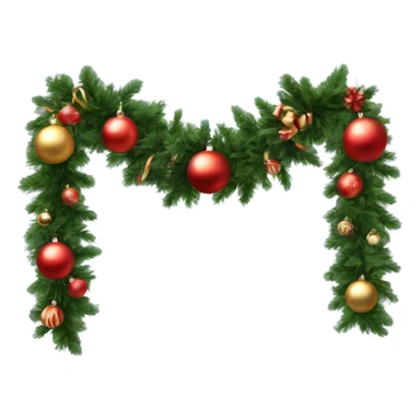 Realistic Circular christmas garland with baubles and bows sticker