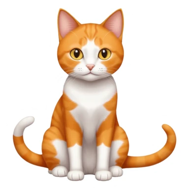 full body realistic orange domestic shorthair slim cat with yellow/orange eyes paw being white and the other being half sticker