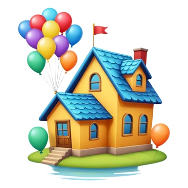 house with balloons on top sticker