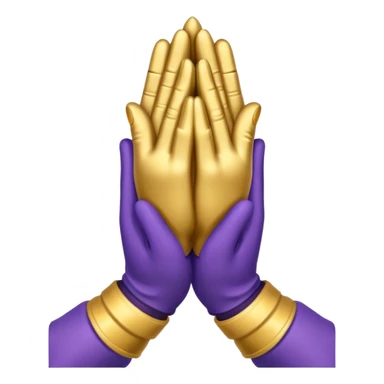 Purple and gold praying hands with gloves on sticker